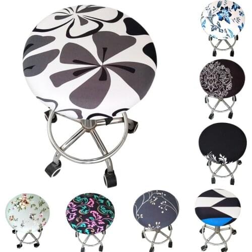 LIUXDIV Round Chair Cover Bar Stool Cover Elastic Seat Cover Home Chair Slipcover Round Chair Bar Stool Floral Printed