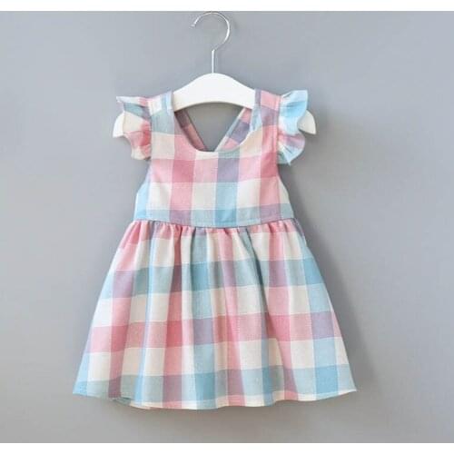 Childrens Clothes 2020 New Summer Girls' Dress Korean Strap Plaid Casual Sleeveless Party Princess Dress Cute Baby Kids Skirts