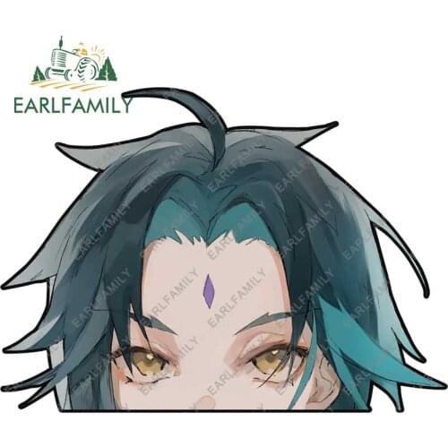 EARLFAMILY 13cm x 9.5cm for Genshin Impact Xiao Anime Car Accessoires Stickers Car Refrigerators Decal Sunscreen Scratch-Proof