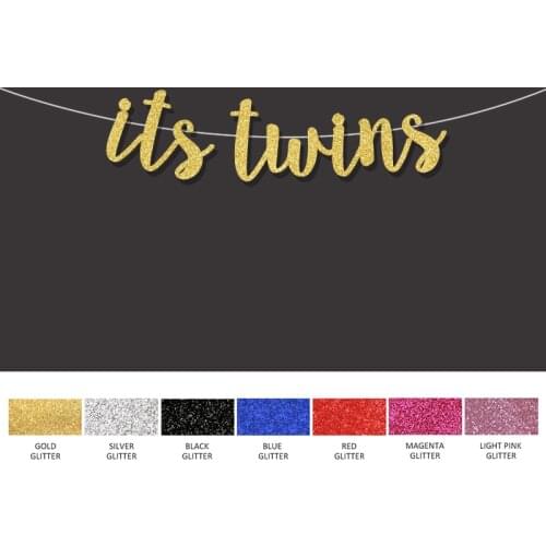 Its twins banner boy girl gender reveal party decorations backdrop 1st happy birthday baby shower party decor gold glitter signs