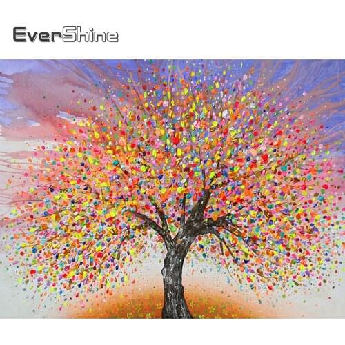 Evershine Diamond Embroidery Tree Cross Stitch Full Square Round Diamond Painting Landscape Pictures Of Rhinestones Crafts Kit