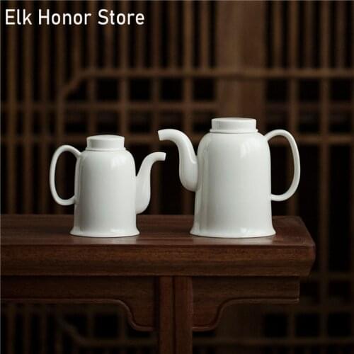500ml Handmade Wihte Jade Porcelain Teapot Mutton Fat Jade Ceramic Teakettle High-capacity Master Pots Household Accessories