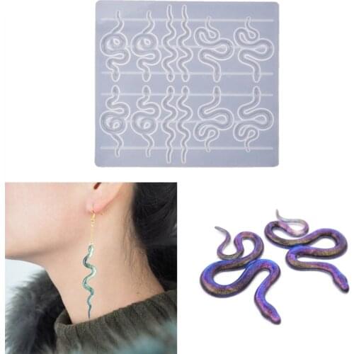 Snake Pendant Earring Resin Molds 6 Pair Serpent Shapes Dangle Earring Silicone Epoxy Resin Casting Molds Jewelry Making