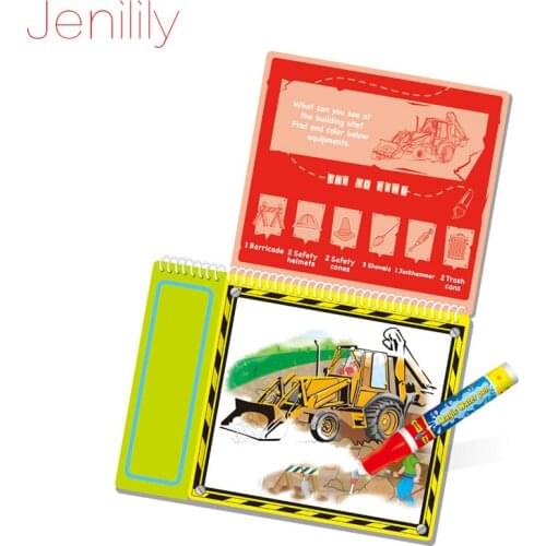 Jenilily JN2328-1 Transport Series Water Drawing Book Doodle with Magic Pen Painting No Ink Drawing Board Educational Kids Toys