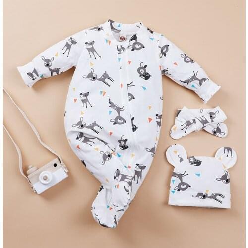 Hibobi Baby Animal 3-piece Set Hat Romper Pants for Baby Newborn Kids Outfit Autumn Spring