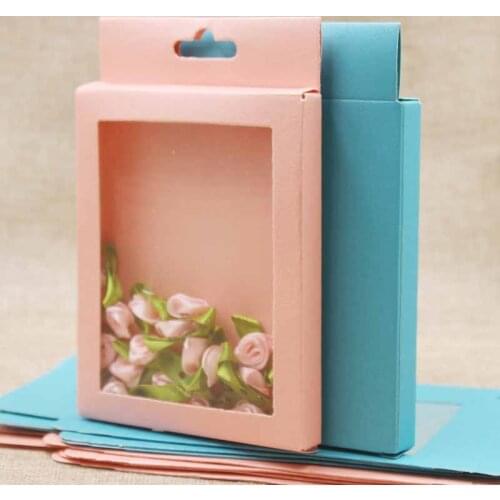 Box 50pcs per lot lovely hanger gift box with window .Cardboard jewelry packing box .Wedding/candy favourite things display box