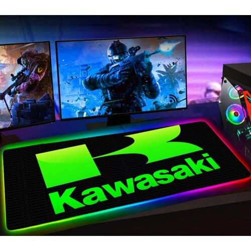 RGB Kawasaki Motorcycle Gaming Mouse Pad Mousepad Keyboard Mause Pad Rubber No-slip LED Mouse Mat with Backlit Tapis De Souris