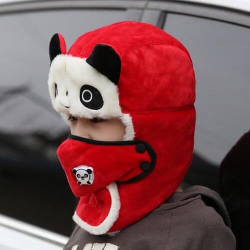 2020 Hot Sale Childrens Winter Warm Hat Cute Panda Earmuff Bomber Hat Boy Girl Plus Velvet Thick Beanie Hat