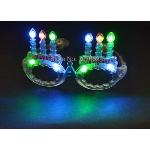 Led birthday party flashing multicolor eyeglasses transparents led candle glasses for Christmas party event supplies