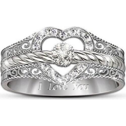 Milangirl Popular Female Fashion Simple Silver Color Love Hollow Cross Female Ring Girl Engagement Jewelry Hot Sale