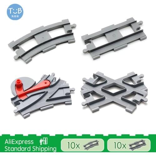 Big Size Bricks Toys Train Track Bridge Set Accessories DIY Track Building Blocks Compatible with Duploe Education Baby Toys