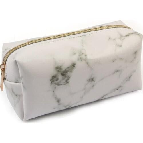 New sale 1Pcs Marbling PU leather Brush Bag Makeup Pencil Case Marble Cosmetic bag wash bag Handbag Pouch Beauty Make Up Brush