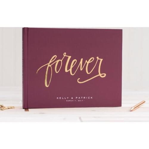 Personalize burgundy gold forever wedding landscape guestbooks sign in guest book wedding photo book wedding planner books