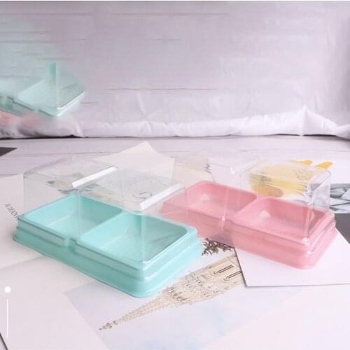 50pcs Plastic Transparent Mooncake Packaging Box Egg-Yolk Puff Container Christmas Cake Box Mooncake Baking Tray Boxes Holder