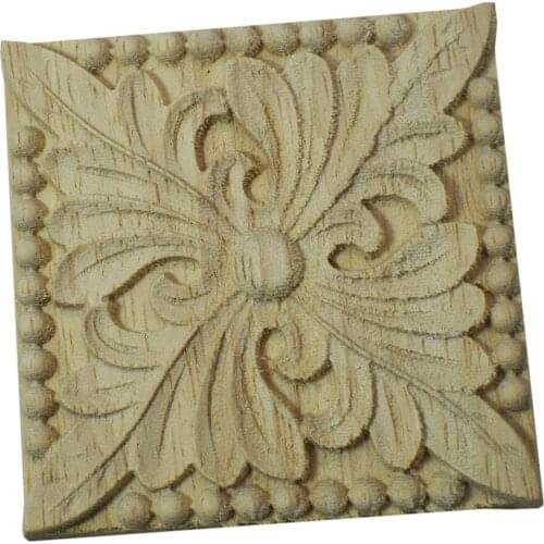 Rose Wood Carving Cabinet Door Heart Flower Applique Furniture Accessories Solid Figurine