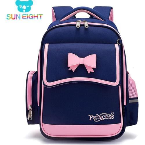 SUN EIGHT Bow Girl School Backpack Orthopedic Back Children School Bags Kid Bags Light School Bags for Girls