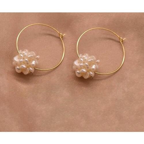 Simple Daily Earrings Delicate Stainless Steel 18KP Freshwater Pearl Hoop Earring Dating Dancing Earrings for Women 2021 New