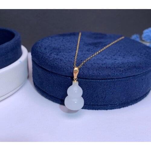 SHILOVEM 18k yellow gold natural white Jasper pendants Christmas Gift fine Jewelry wedding no necklace mymz9.513.5668hby