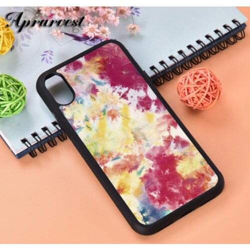 Aprarvest Red Blue And Yellow Summer Tie Dye Print Silicone Phone Case Cover For iPhone 6 6S 7 8 PLUS X XS XR 11 12 MINI PRO MAX