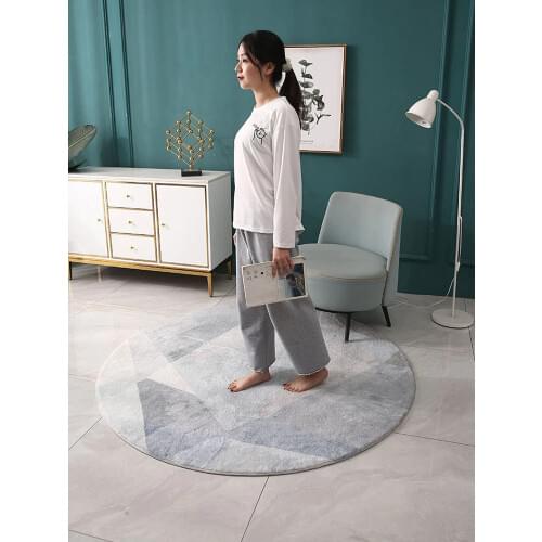 Modern Grey Round Carpet Living Room Nordic Fluffy Carpet Simple Anti Slip Floor Mats Bedroom Soft Rug Carpets Kid Room Decor