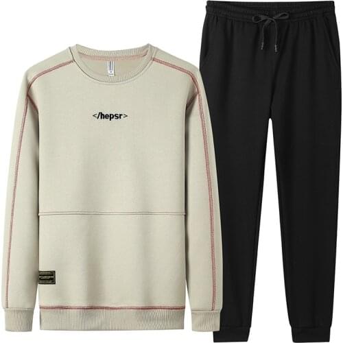 Spring Autumn Tracksuit Set Men 2PCS Mens Outfit Sets Sweatshirt and Pants Sportwear Fashion Printed Mens Clothing Oversize 5XL