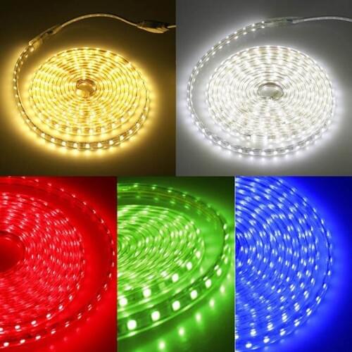 AC 220v 230v led strip light waterproof 5050 ip65 ip67 cool white wame white red green blue red outdoor led tape rope with plug
