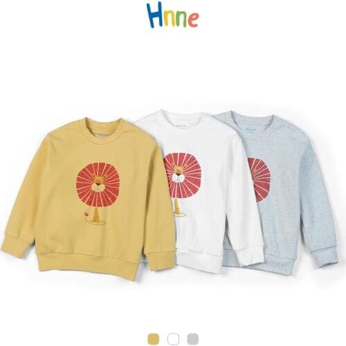 Hnne Warm Shu Velveteen Sweatshirts Children 2021 Spring New Funny Cartoon Lion Print Soft Hoodies Unisex Boys Girls Kids Tops