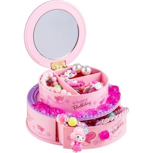 Cake Shaped Decoration Music Box Storage Box Cute Children Desktop Decoration Vanity Mirror Jewelry Storage Box Storage Rack