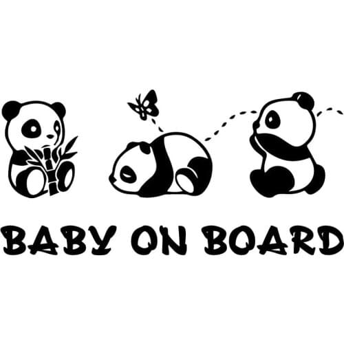 Cute Panda Baby In The Car Warning Decals Car Window Decoration Personality Pvc Waterproof Car Sticker Black/white, 18cm * 8cm