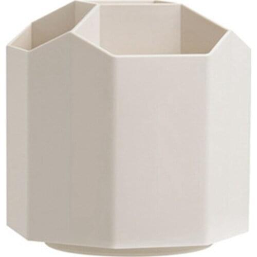 Rotating Desktop Storage Rack, Pencil Holder, Office Accessories Storage Box, 5 Compartments, White