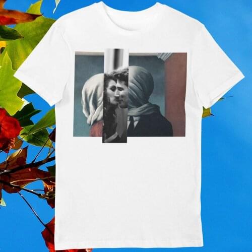 Women T-shirt Magritte The Lovers Print Harajuku Top Casual Ladies Basic O-collar Short Sleeved Women T-shirt Girl,Drop Ship