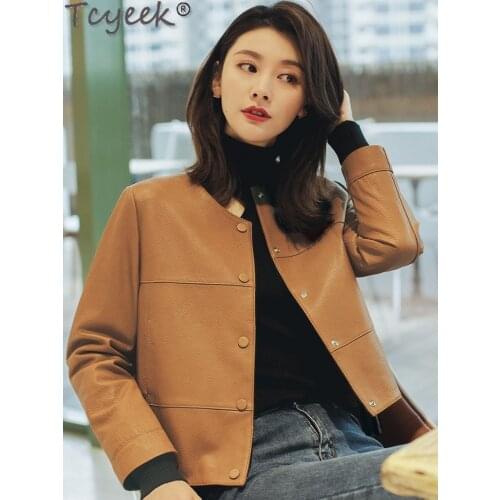 Tcyeek Genuine Black Leather Jacket Women 2021 Womens Jacket Spring Autumn Sheepskin Coat Casual Jackets Jaqueta Feminina Gxy33