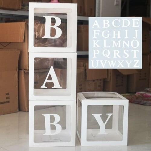 1 SET Baby Shower Decor Alphabet Name Transparent Packing Box Birthday Balloon Box Wedding 1st Birthday Party Decor Kids