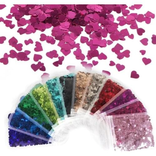 12 Colors Heart Shape Resin Art Glitter Flakes Resin Epoxy Mold Art Decorations Holographic Nail Art Glitter Sequins