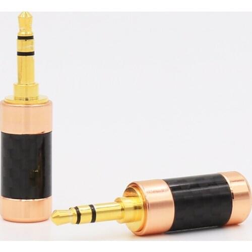 2pcs 3.5mm 3Pole Carbon Fiber Rose gold Soldering Male Repair Earphones adapter for Diy Earphones wire