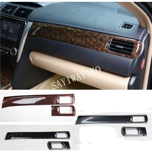 2pcs/lot ABS carbon fiber grain or wooden grain Passenger side dashboard decoration cover for 2012-2015 Toyota camry MK7