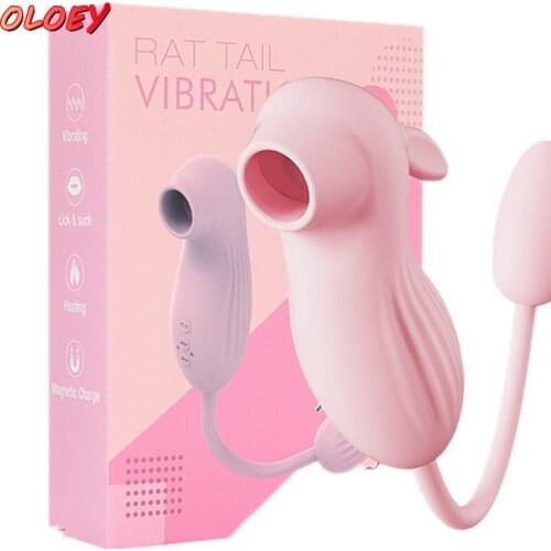 8-Frequency Sucking Vibration Heating Double-Headed Vibrating Egg Massage Female Clitoris Orgasm Teasing Masturbation Device