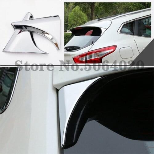 ABS Chrome For Nissan Qashqai 2015 2016 2017 2018 Side Rear Window Spoiler Triangle Garnish Bezel Cover Trim Accessories 2PCS