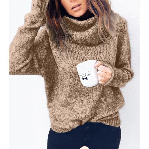 AECU Female Turtleneck Sweater Autumn Winter Pullover For Women Knitted Long Sleeve Loose Jumper Pull Femme Hiver Fashion