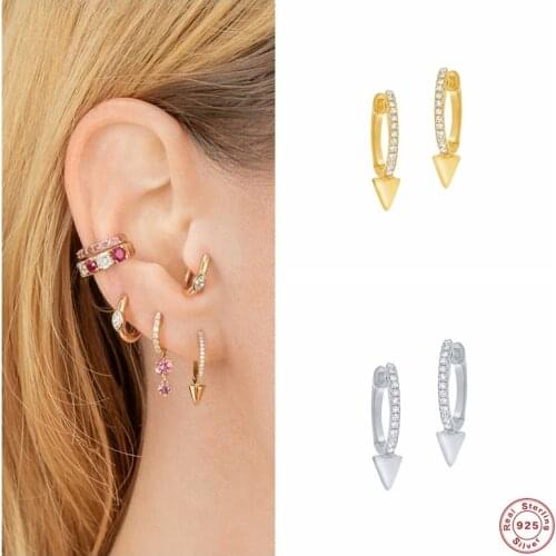 Aide 925 Sterling Silver French Cone Hoop Earrings for Women Geometric CZ Zircon Circle Huggie Earrings Party Fine Jewelry Gift