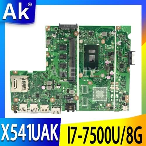 Akemy For Asus X541UA X541UAK X541UVK X541UJ X541UV X541U F541U R541U Motherboard laptop Motherboard W/ 8GB RAM SR2ZV I7-7500U