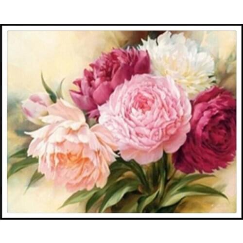 DIY Peony Flowers 3D Diamond Painting Embroidery Cross-Stitch Square Drill Full Rhinestone Diamond Mosaic