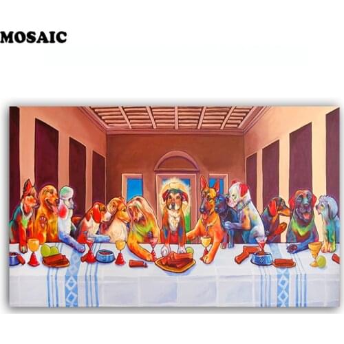 Full Square drill 5D DIY Diamond embroidery animal dog The Last Supper Diamond Painting Cross Stitch Rhinestone Mosaic decor