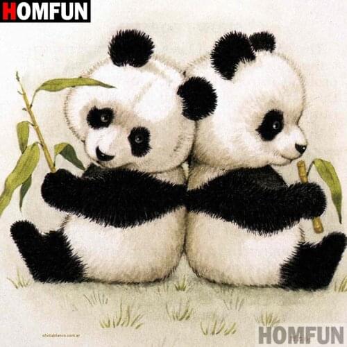 HOMFUN Full Square/Round Drill 5D DIY Diamond Painting "Animal panda" 3D Embroidery Cross Stitch 5D Home Decor Gift A16146