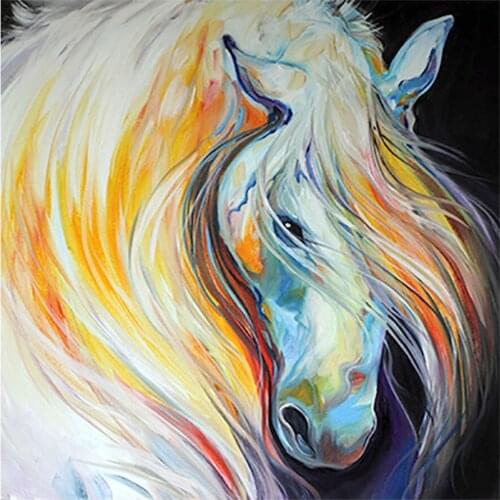 New Horse animal Diamond Painting Full Round Oil painting style DIY Sticking Drill Cross Embroidery 5D simple Home Decoration