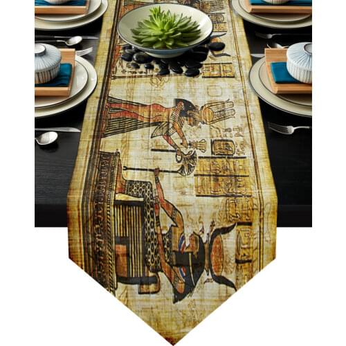 Ancient Egypt Retro Totem Mural Table Runner Country Wedding Decor Tablecloth Placemat Dinning Table Decoration Table Runners