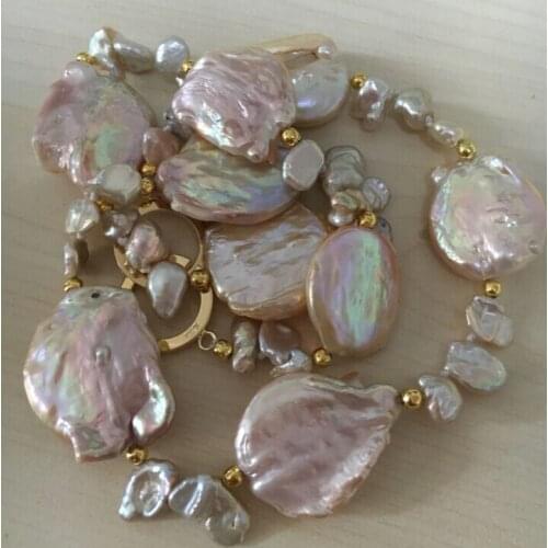 Free shipping Miss charm Jew.131 18" LAVENDER BAROQUE KESHI REBORN PEARL NECKLACE