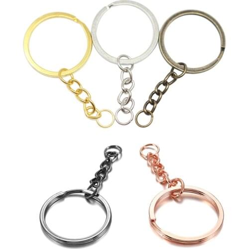 10pcs/lot Key Chain Key Ring keychain Rose Gold 30mm Long Round Split for Keyrings Keychain Jewelry Making DIY Pendant Supplies