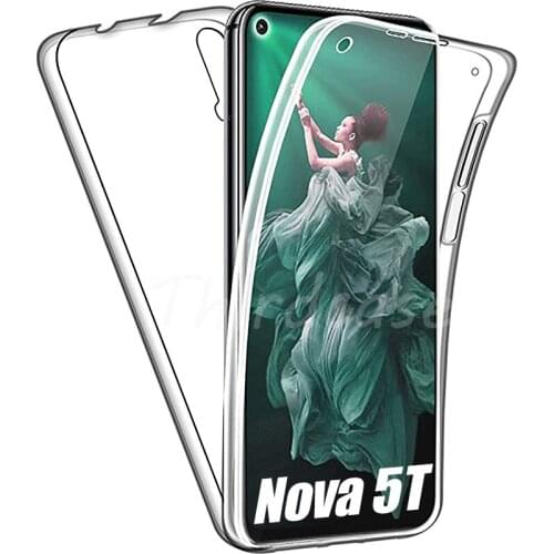360 Full Body Case With PET Glass for Huawei Nova 5T 3E 4E 6SE Bumper PC+Silicone Double Clear Cover Nova 7SE 7i 2i 3i Coque
