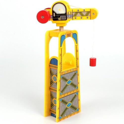 EDWONE Big Plastic Yellow Crane Magnetic Train Beech Wooden Railway Train Track Accessories fit for Wooden Biro Tracks